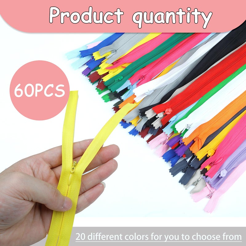 YAKA 60pcs Nylon Invisible Zippers Tailor Sewing Tools Garment Accessories 9 inch Invisible Zippers 20 Color - Image 5